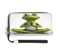 QSKDLAC Rfid Wallet Women Personalized The Funny Frog Doing Yoga Long Clutch Wallet Card Wallets For Women Men, The funny frog doing yoga, 20.0*10.5cm, Modern