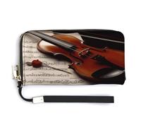 QSKDLAC Rfid Wallet Women Personalized The Funny Frog Doing Yoga Long Clutch Wallet Card Wallets For Women Men, Violin Sheet Music, 20.0*10.5cm, Modern