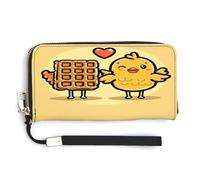 QSKDLAC Rfid Wallet Women Personalized Tropical Potted Plants Long Clutch Wallet Card Wallets For Women Men, Waffles and Chicken, 20.0*10.5cm, Modern
