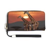 QSKDLAC Rfid Wallet Women Personalized Wild Goose by The Bridge Long Clutch Wallet Card Wallets For Women Men, Giraffe at sunset, 20.0*10.5cm, Modern