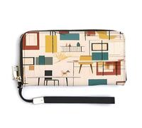 QSKDLAC Rfid Wallet Women Personalized Wild Goose by The Bridge Long Clutch Wallet Card Wallets For Women Men, Mid Century Modern, 20.0*10.5cm, Modern