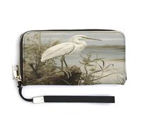 QSKDLAC Rfid Wallet Women Personalized Wild Goose by The Bridge Long Clutch Wallet Card Wallets For Women Men, Swamp Egret, 20.0*10.5cm, Modern