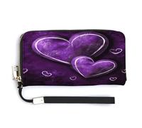 QSKDLAC Rfid Wallet Women Personalized Wild Goose by The Bridge Long Clutch Wallet Card Wallets For Women Men, Purple Hearts, 20.0*10.5cm, Modern