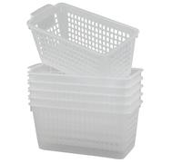 Qskely 6-Pack Clear Small Storage Baskets, Small Plastic Slim Storage Baskets