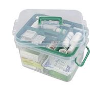 Qskely Clear Plastic First Aid Box, Medicine Storage Box Organiser with Handle