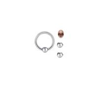 QSKISS Captive Bead Ring BCR Piercing Jewellery Big Heavy Thick Gauge Ring, 10G 12mm Stainless Steel Prince Albert Ring PA Piercing with Replacement Beads for Nose Septum Lip Ear, Goth Punk Style