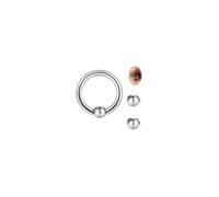 QSKISS Captive Bead Ring BCR Piercing Jewellery Big Heavy Thick Gauge Ring, 8G 12mm Stainless Steel Prince Albert Ring PA Piercing with Replacement Beads for Nose Septum Lip Ear, Goth Punk Style