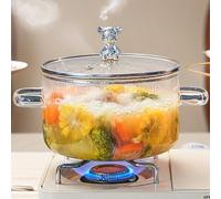 QSLKI 1.5L/50oz Glass Saucepan with Lid, Little Bear