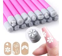 QSLKI 15PCS Nail Art Seal Pen Set, Detachable Tip Nail Flower Seal Pen, Silicone Nail Pen Set, DIY Nail Decoration Design Tool, Free Creation Create Gorgeous Flower and Graffiti Patterns