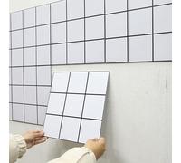 QSLKI 24PCS Self Adhesive Wall Tiles Stickers for Kitchen and Bathroom, 30*30 cm, Thickness Peel and Stick Wall Tiles, Waterproof Backsplash, Tile Stickers, Black and white 9-Grid, Strong Viscosity