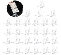 QSLKI 30 Packs Mini Clear Acrylic Easel Stands, Adjustable Clear Plastic Display Stand, Anti-Slip Acrylic Trading Card Stand, Card Display Stand, Display Easel, Pckoet Watches, Medals