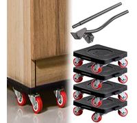 QSLKI 6pcs Furniture Mover Tools, splicing tool, Furniture Mover with Wheels & Furniture Lifter Set, for Moving Heavy Furniture, Refrigerator, Sofa, Cabinet, 360° Rotation Wheels Furniture Dolly