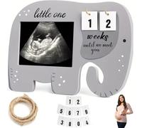 QSLKI Baby Scan Photo Frames, Baby Sonogram Picture Frame Countdown Weeks, Pregnancy Announcement Gifts, Baby Announcement Gifts, Ultrasound Picture Pregnant Mom Wooden Photo Mum To Be Pregnancy Gifts