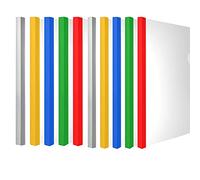 QSLKI File Folders,10 Pieces A4 Report Covers with Sliding Bar Clear Files Report Transparent Project Presentation Slide Binder Folders for Home School Office Documents Classification