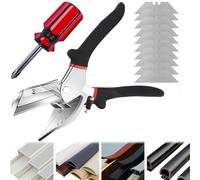 QSLKI Miter Shears, 45°-135° Trunking Cutter, Multi Angle Trim Cutter, Trunking Shears for Angular Cutting, Trimming of PVC Strips, Wood Strips, Weatherstrip, with 10 Spare Blades and Screwdriver