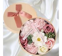 QSLKI Soap Flower Bouquet, Fake Flowers, Unique Floral Gift, Birthday Flowers, Personalised Candle, Anniversary, Birthday, for mom or girlfriend, Fake flowers, no Soap, with Fragrance (pink)