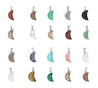 QSLLER 20PCS Moon-shaped Pendant Natural Stone Crystal Opal Turquoise 12x28mm Charms for Women Jewelry Making DIY Necklace Earrings