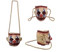 QSLWcos Scary Clown Head Candy Bucket Halloween Horror Crossbody Bag Severed Head Prop Latex Bloody Zombie Clown Candy Bag, Clown, 27.56in x 8.39in x 7.01in, Horror Crossbody Bag