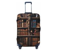 QSMBNET Travel Luggage Cover Books on the Bookshelf Spandex Suitcase Protector Washable Baggage Covers Fashion Elastic Scratch-Resistant Luggage Cover Protector Fits 18-32 Inch Luggage, Black, L