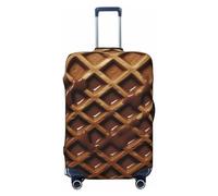 QSMBNET Travel Luggage Cover Chocolate Waffles Spandex Suitcase Protector Washable Baggage Covers Fashion Elastic Scratch-Resistant Luggage Cover Protector Fits 18-32 Inch Luggage, Black, S