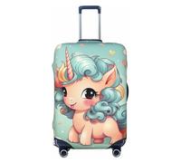 QSMBNET Travel Luggage Cover Cute Animal Rainbow Unicorn Spandex Suitcase Protector Washable Baggage Covers Fashion Elastic Scratch-Resistant Luggage Cover Protector Fits 18-32 Inch Luggage, Black, M