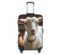 QSMBNET Travel Luggage Cover Cute Goat Spandex Suitcase Protector Washable Baggage Covers Fashion Elastic Scratch-Resistant Luggage Cover Protector Fits 18-32 Inch Luggage, Black, L