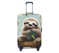 QSMBNET Travel Luggage Cover Cute Sloths Spandex Suitcase Protector Washable Baggage Covers Fashion Elastic Scratch-Resistant Luggage Cover Protector Fits 18-32 Inch Luggage, Black, M