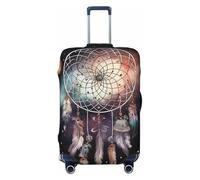 QSMBNET Travel Luggage Cover Dream catcher and stars Spandex Suitcase Protector Washable Baggage Covers Fashion Elastic Scratch-Resistant Luggage Cover Protector Fits 18-32 Inch Luggage, Black, S