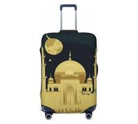 QSMBNET Travel Luggage Cover Eid al-Fitr card with moon and mosque Spandex Suitcase Protector Washable Baggage Covers Fashion Elastic Scratch-Resistant Luggage Cover Protector Fits 18-32 Inch Luggage