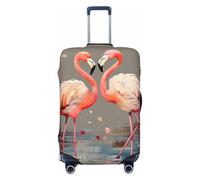 QSMBNET Travel Luggage Cover Flamingos and Flowers Spandex Suitcase Protector Washable Baggage Covers Fashion Elastic Scratch-Resistant Luggage Cover Protector Fits 18-32 Inch Luggage, Black, XL