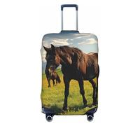 QSMBNET Travel Luggage Cover Grazing wild horses Spandex Suitcase Protector Washable Baggage Covers Fashion Elastic Scratch-Resistant Luggage Cover Protector Fits 18-32 Inch Luggage, Black, L