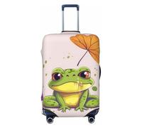 QSMBNET Travel Luggage Cover Leaves and frog Spandex Suitcase Protector Washable Baggage Covers Fashion Elastic Scratch-Resistant Luggage Cover Protector Fits 18-32 Inch Luggage, Black, XL