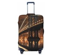 QSMBNET Travel Luggage Cover New York Manhattan Bridge Night Spandex Suitcase Protector Washable Baggage Covers Fashion Elastic Scratch-Resistant Luggage Cover Protector Fits 18-32 Inch Luggage, Black