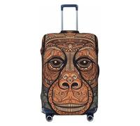 QSMBNET Travel Luggage Cover Orangutan tribal pattern Spandex Suitcase Protector Washable Baggage Covers Fashion Elastic Scratch-Resistant Luggage Cover Protector Fits 18-32 Inch Luggage, Black, M