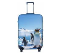 QSMBNET Travel Luggage Cover Penguin Antarctica Ice Spandex Suitcase Protector Washable Baggage Covers Fashion Elastic Scratch-Resistant Luggage Cover Protector Fits 18-32 Inch Luggage, Black, M