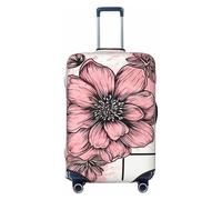 QSMBNET Travel Luggage Cover Pink flower doodle Spandex Suitcase Protector Washable Baggage Covers Fashion Elastic Scratch-Resistant Luggage Cover Protector Fits 18-32 Inch Luggage, Black, XL