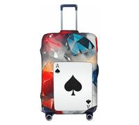 QSMBNET Travel Luggage Cover Polygonal playing cards Spandex Suitcase Protector Washable Baggage Covers Fashion Elastic Scratch-Resistant Luggage Cover Protector Fits 18-32 Inch Luggage, Black, S