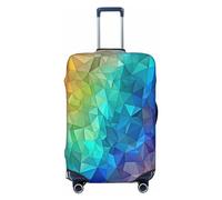 QSMBNET Travel Luggage Cover Rainbow triangle Spandex Suitcase Protector Washable Baggage Covers Fashion Elastic Scratch-Resistant Luggage Cover Protector Fits 18-32 Inch Luggage, Black, L
