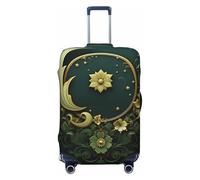 QSMBNET Travel Luggage Cover Ramadan on green wallpaper Spandex Suitcase Protector Washable Baggage Covers Fashion Elastic Scratch-Resistant Luggage Cover Protector Fits 18-32 Inch Luggage, Black, XL