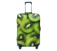 QSMBNET Travel Luggage Cover Slices of Fresh Ripe Green Kiwi Spandex Suitcase Protector Washable Baggage Covers Fashion Elastic Scratch-Resistant Luggage Cover Protector Fits 18-32 Inch Luggage, Black