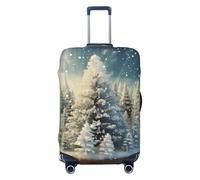 QSMBNET Travel Luggage Cover Snow Wonderland Pine Tree Christmas Spandex Suitcase Protector Washable Baggage Covers Fashion Elastic Scratch-Resistant Luggage Cover Protector Fits 18-32 Inch Luggage