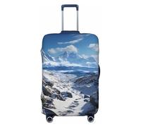 QSMBNET Travel Luggage Cover Spectacular snowy mountains Spandex Suitcase Protector Washable Baggage Covers Fashion Elastic Scratch-Resistant Luggage Cover Protector Fits 18-32 Inch Luggage, Black, XL