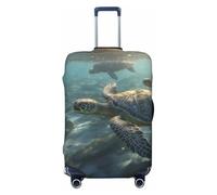 QSMBNET Travel Luggage Cover Sunny Sea Turtle Spandex Suitcase Protector Washable Baggage Covers Fashion Elastic Scratch-Resistant Luggage Cover Protector Fits 18-32 Inch Luggage, Black, M