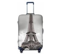 QSMBNET Travel Luggage Cover Tower Paris Spandex Suitcase Protector Washable Baggage Covers Fashion Elastic Scratch-Resistant Luggage Cover Protector Fits 18-32 Inch Luggage, Black, XL