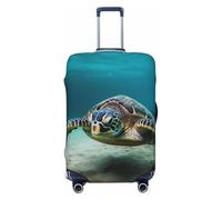 QSMBNET Travel Luggage Cover Underwater Diving Sea Turtle Spandex Suitcase Protector Washable Baggage Covers Fashion Elastic Scratch-Resistant Luggage Cover Protector Fits 18-32 Inch Luggage, Black