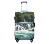 QSMBNET Travel Luggage Cover Waterfalls on Krka River Spandex Suitcase Protector Washable Baggage Covers Fashion Elastic Scratch-Resistant Luggage Cover Protector Fits 18-32 Inch Luggage, Black, XL