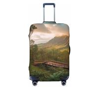 QSMBNET Travel Luggage Cover Wilderness Park Spandex Suitcase Protector Washable Baggage Covers Fashion Elastic Scratch-Resistant Luggage Cover Protector Fits 18-32 Inch Luggage, Black, L
