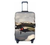 QSMBNET Travel Luggage Cover World War 2 Aircraft Airplane Spandex Suitcase Protector Washable Baggage Covers Fashion Elastic Scratch-Resistant Luggage Cover Protector Fits 18-32 Inch Luggage, Black