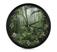 QSMGHKD Round Wall Clock 10 Inch,Tropical Rainforest PrintModern Wall Clocks,Large Wall Clock Decor for Home Kitchen Living Room Office,Battery Operated,Silent Non Ticking