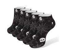 QSMGHKD Trainer Ankle Socks for Mens Womens 5 Pairs,Halloween Goth Printed Breathable Low Cut Running Socks for Casual Walking Hiking,Size 6-8